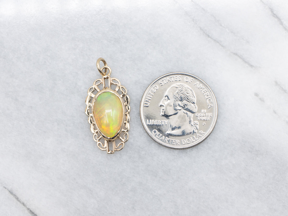 Looping Gold Opal Solitaire Pendant