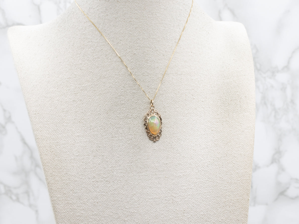 Looping Gold Opal Solitaire Pendant