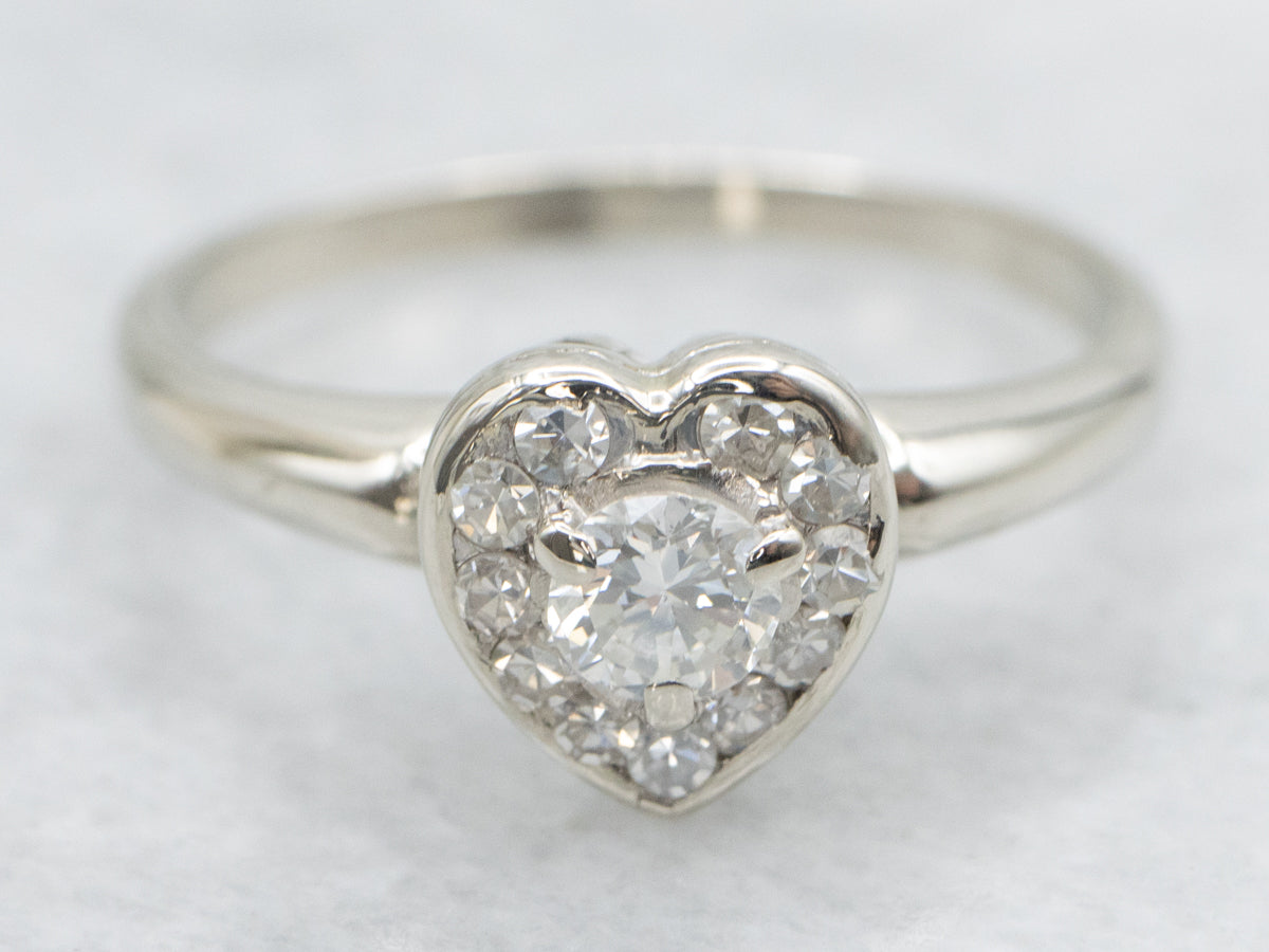 Modern Gold Diamond Heart Engagement Ring
