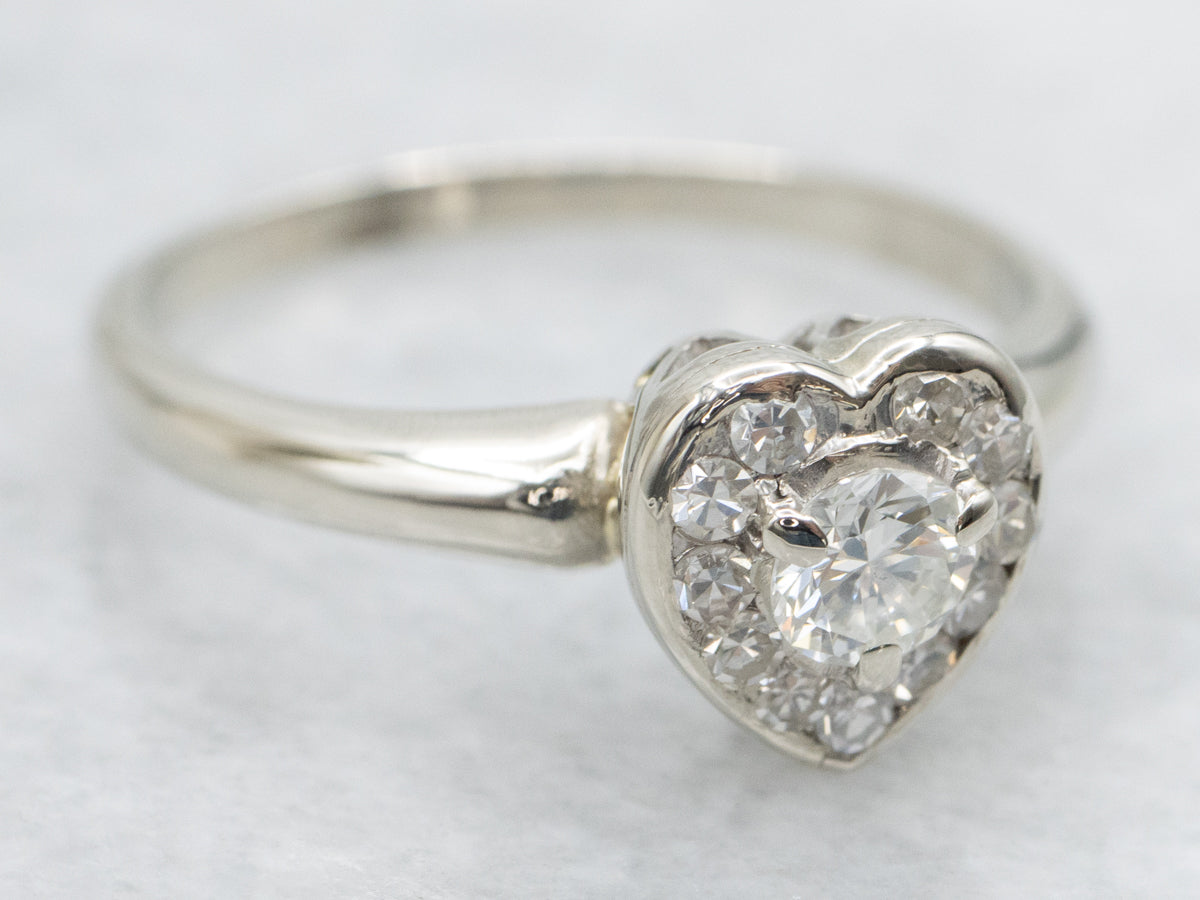 Modern Gold Diamond Heart Engagement Ring