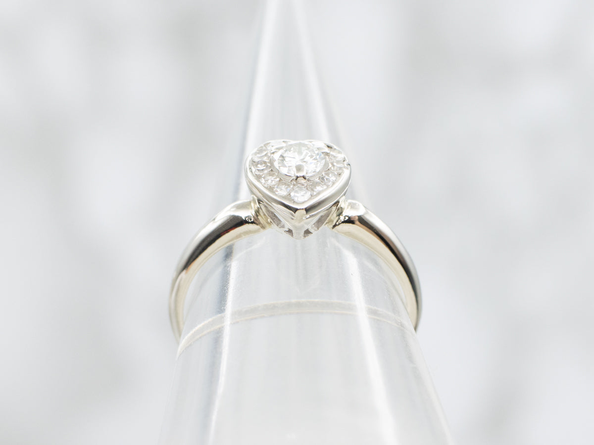 Modern Gold Diamond Heart Engagement Ring