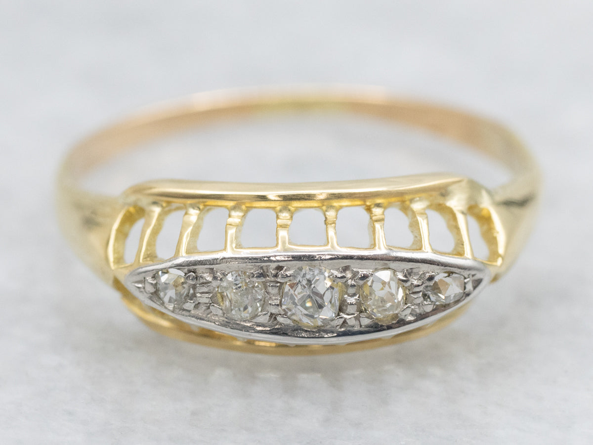 Antique Two-Tone Old Mine Cut Diamond Ring