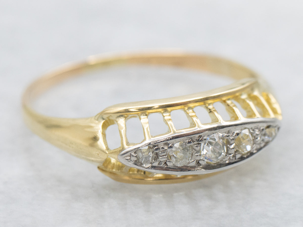 Antique Two-Tone Old Mine Cut Diamond Ring