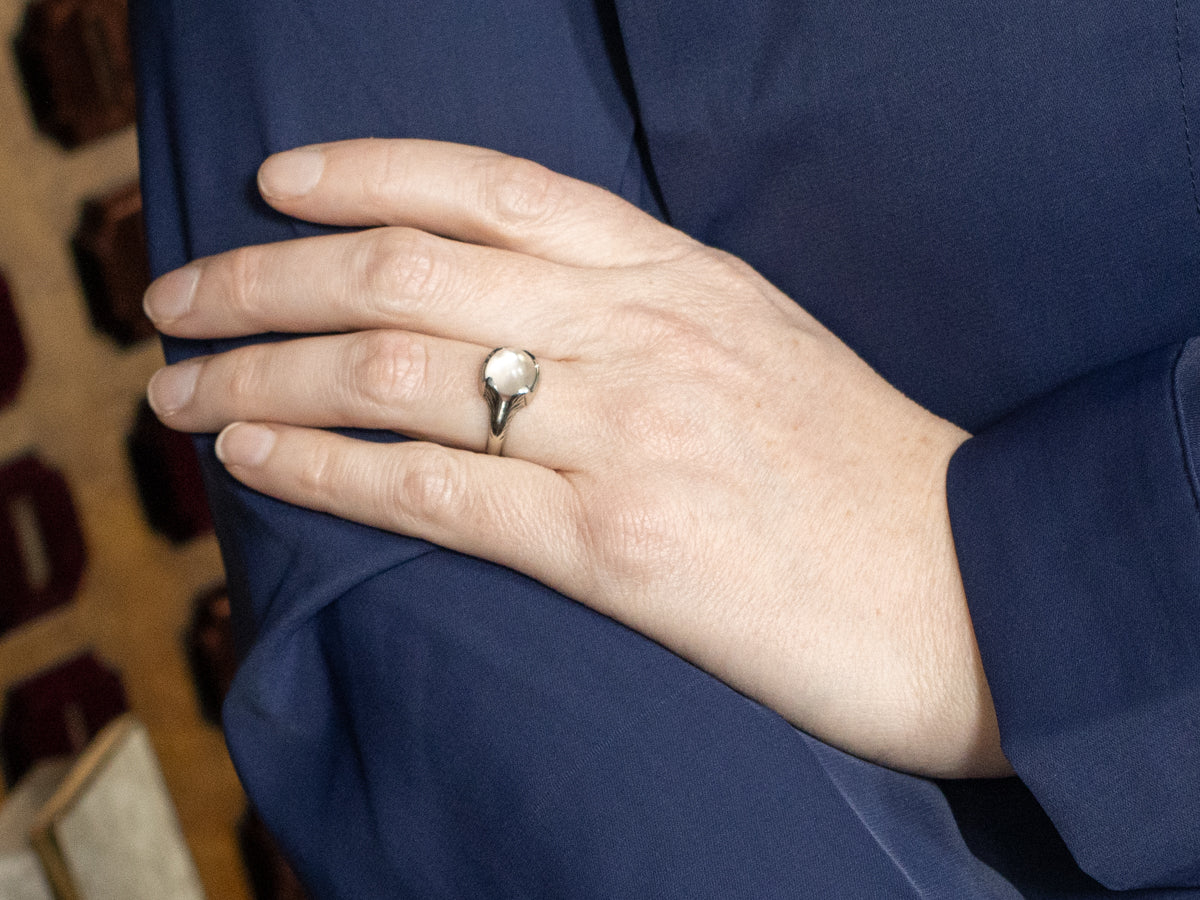 Antique Gold Moonstone Solitaire Ring