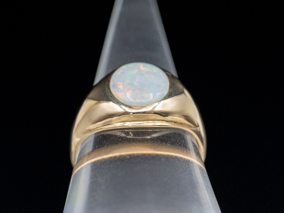Bezel Set Australian Opal Vintage Gold Ring