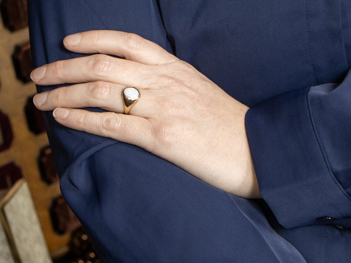 Bezel Set Australian Opal Vintage Gold Ring