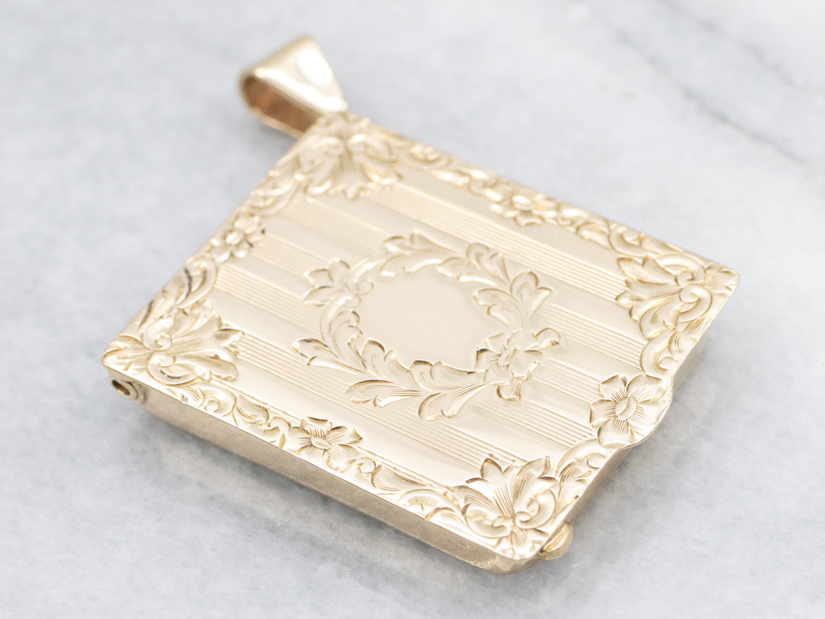 Beautiful Engraved Gold Floral Locket