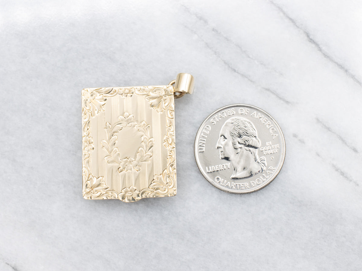 Beautiful Engraved Gold Floral Locket