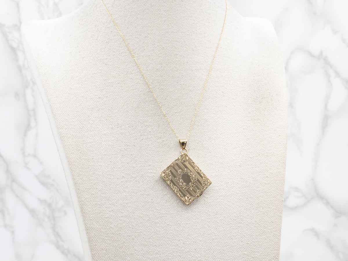 Beautiful Engraved Gold Floral Locket