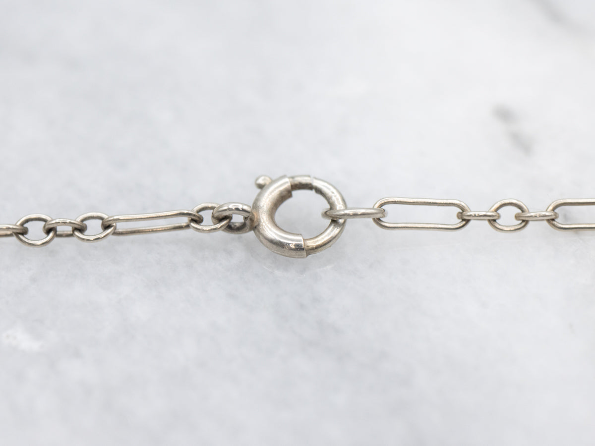 Art Deco Sapphire Glass and Faux Pearl Filigree Necklace