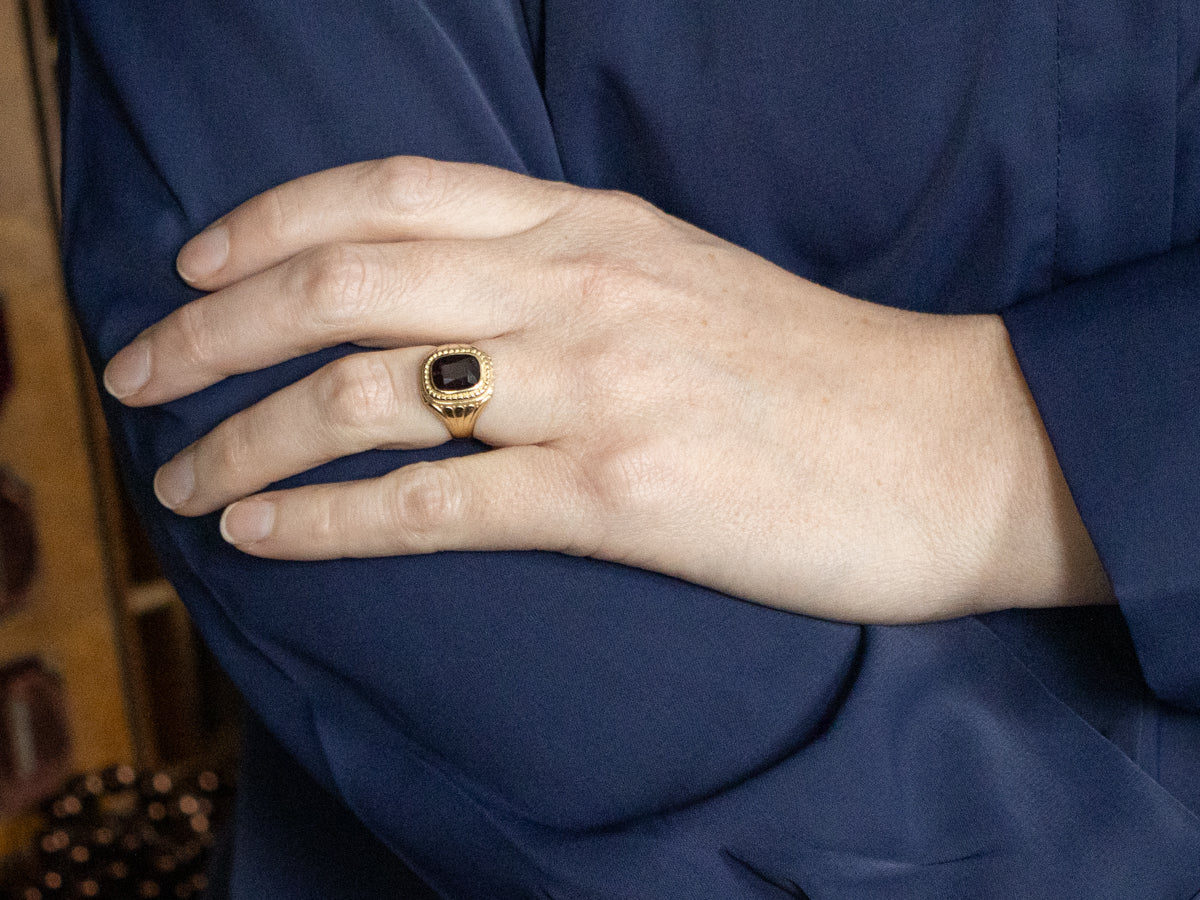 Vintage 1940s Men's Spinel Solitaire Ring