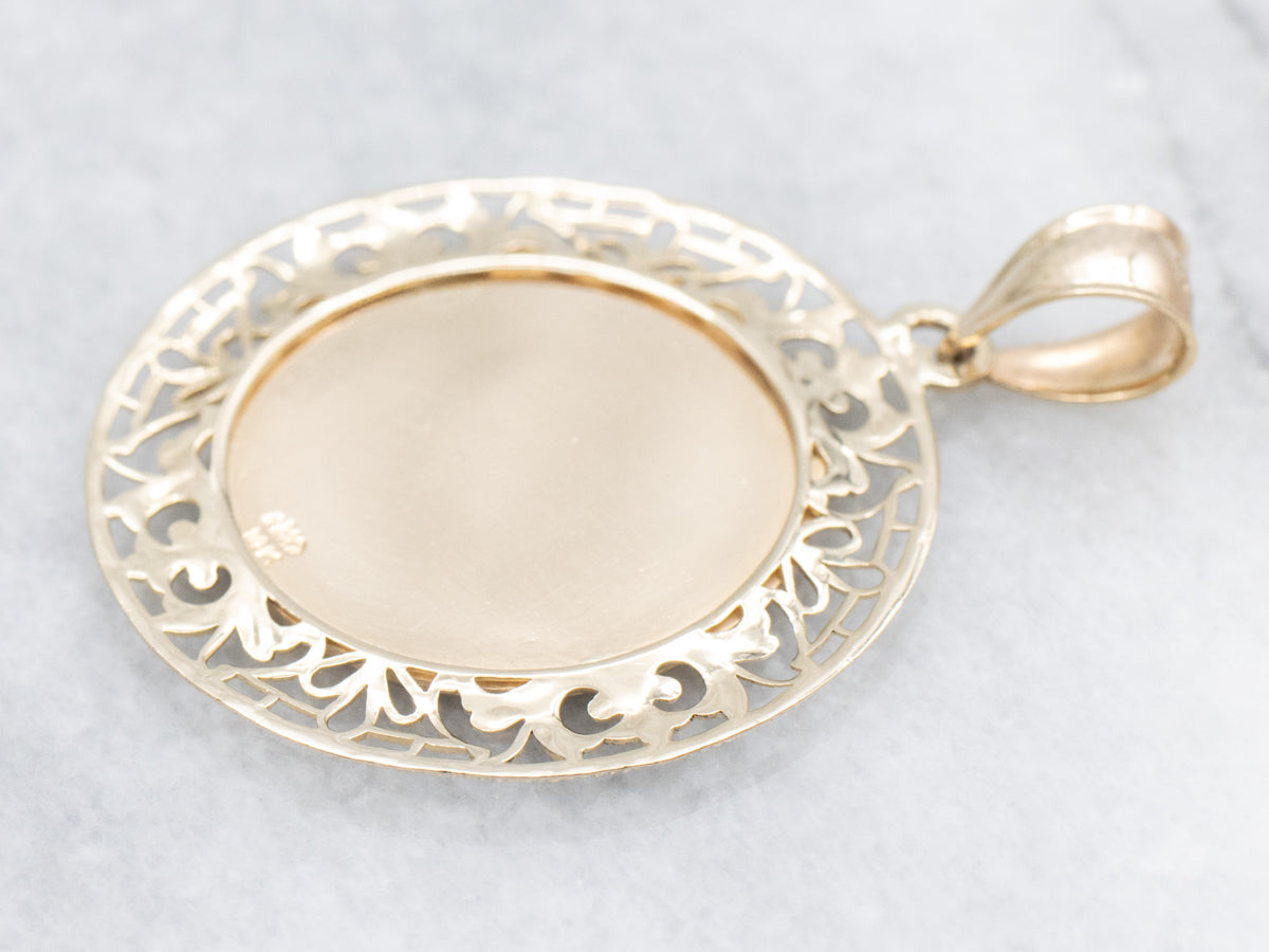 Large Gold Filigree Saint Christopher Religious Medallion