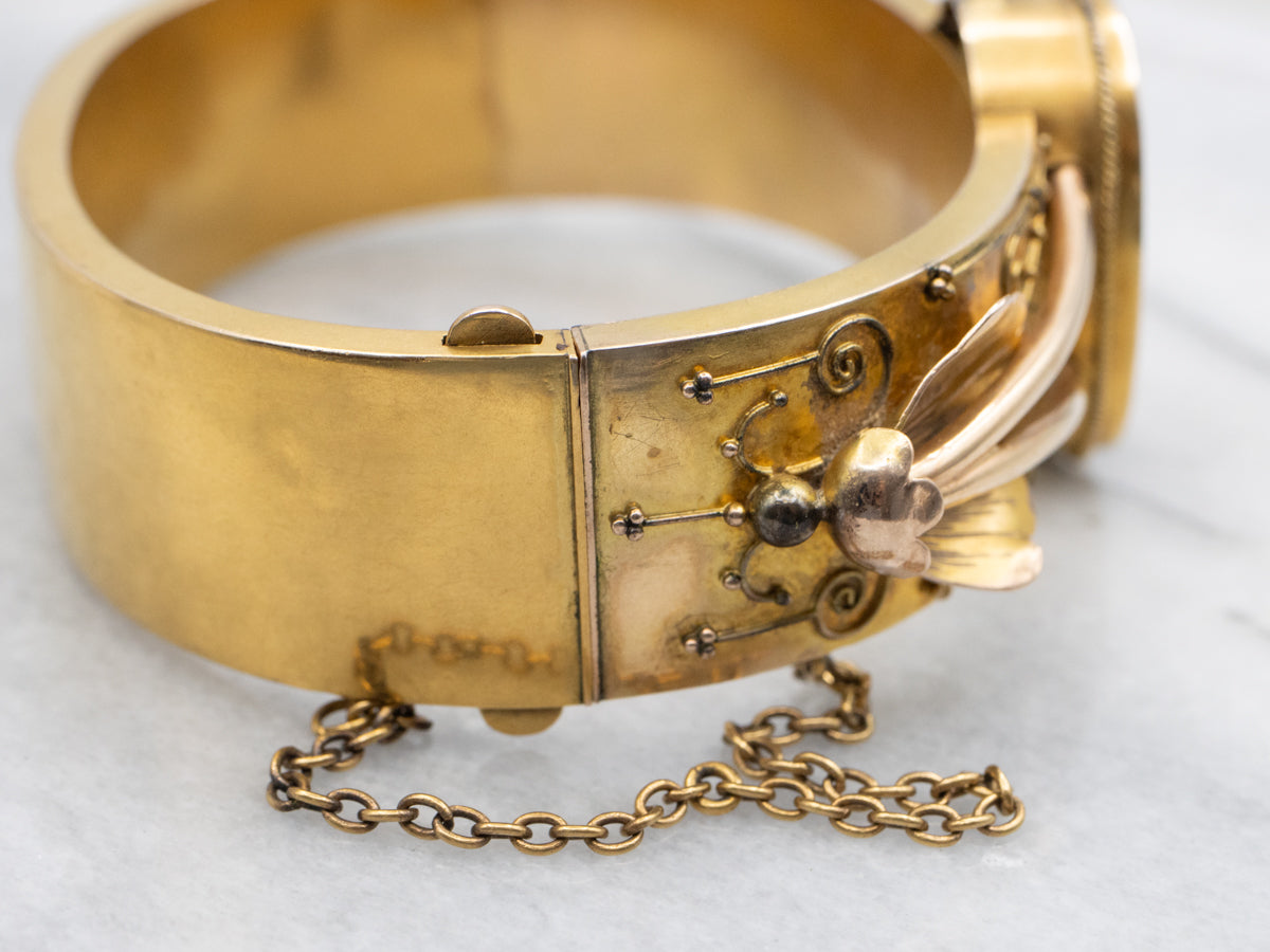 Victorian Rose Cut Diamond Lighthouse Bangle Bracelet