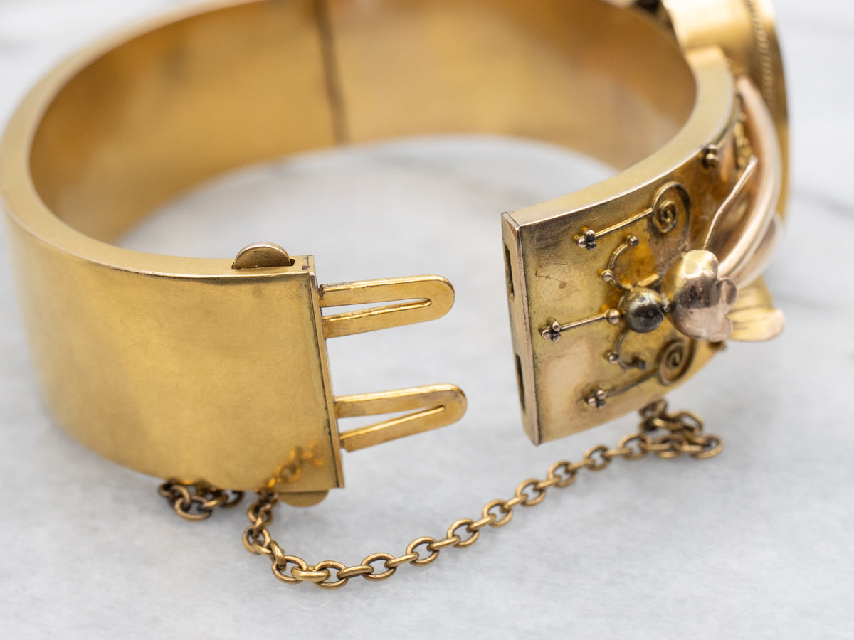 Victorian Rose Cut Diamond Lighthouse Bangle Bracelet