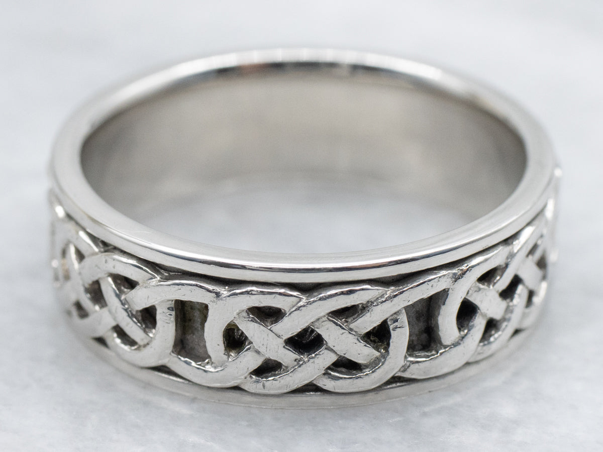 Men&#39;s Platinum Celtic Knot Pattern Band