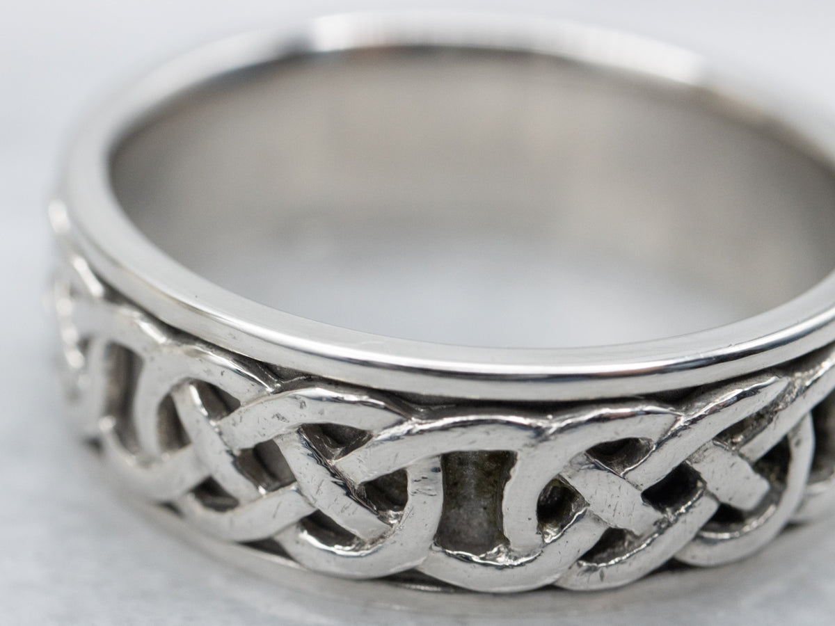 Men's Platinum Celtic Knot Pattern Band