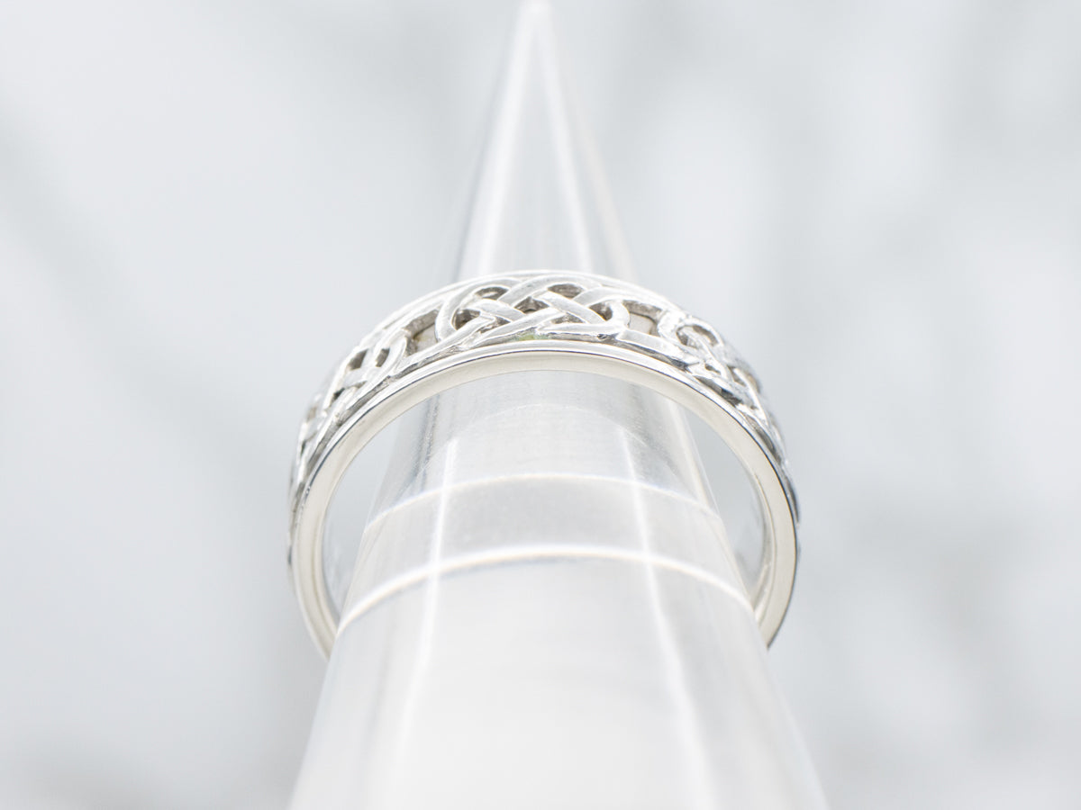 Men's Platinum Celtic Knot Pattern Band