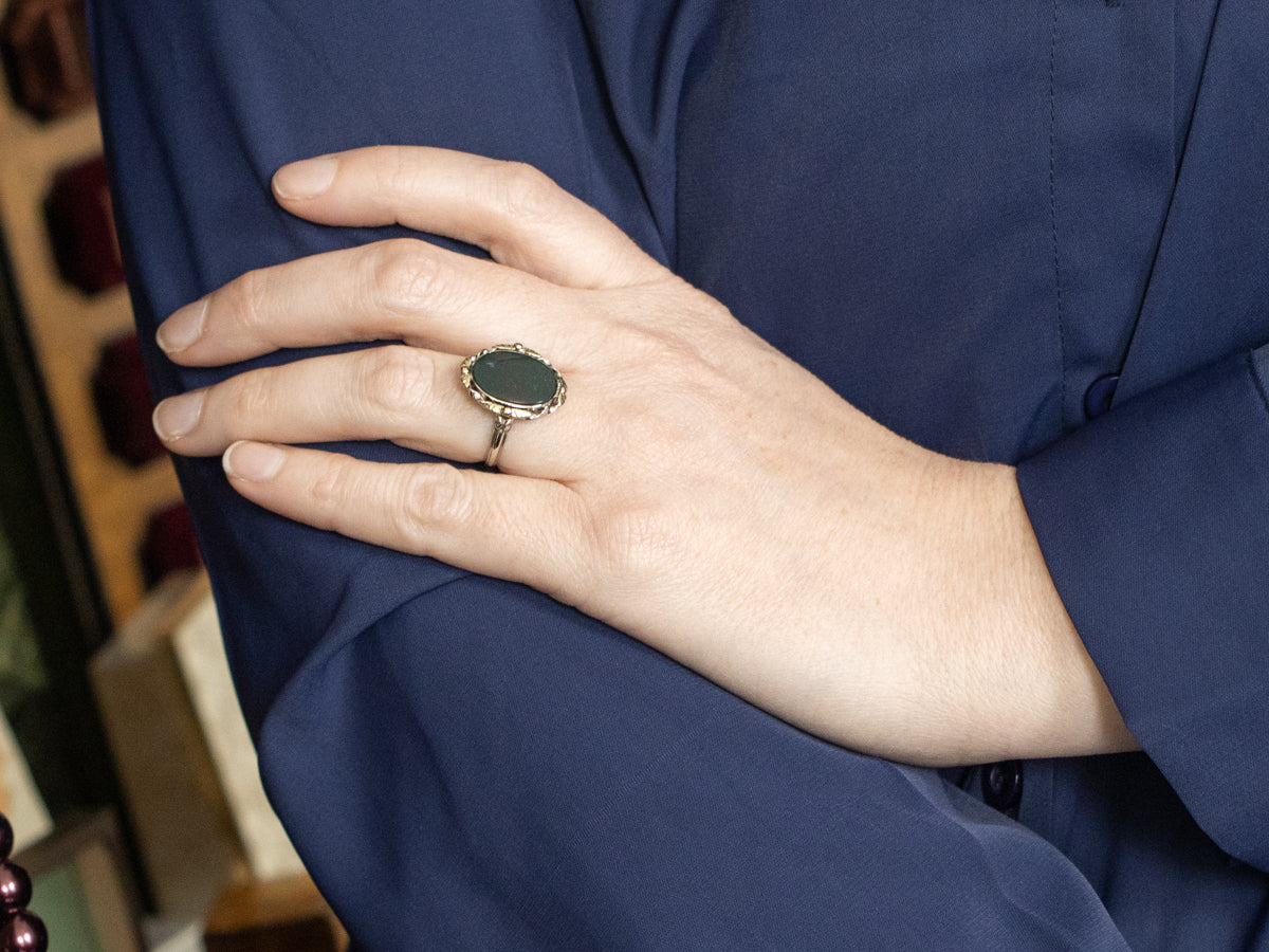 Botanical Tri-Color Gold Bloodstone Ring