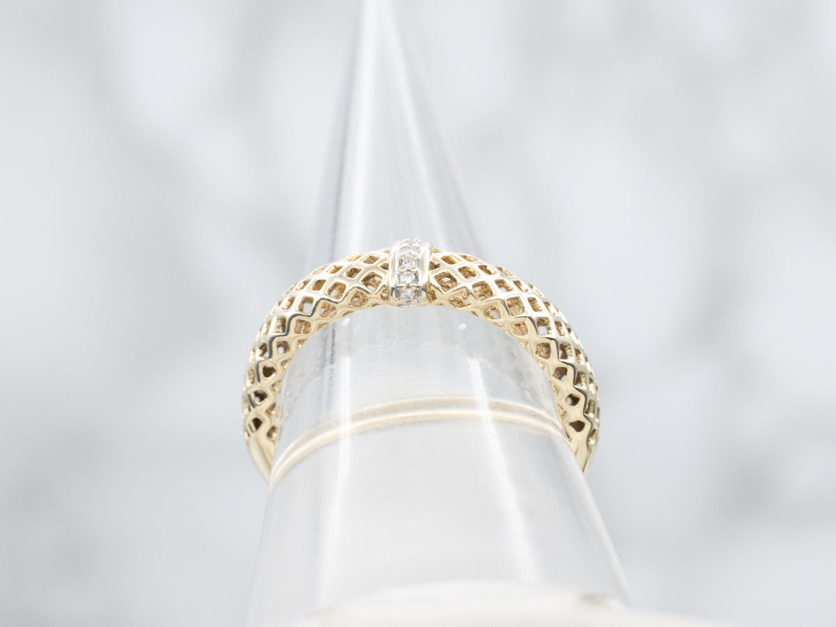 Gold and Diamond Mesh-Link Band