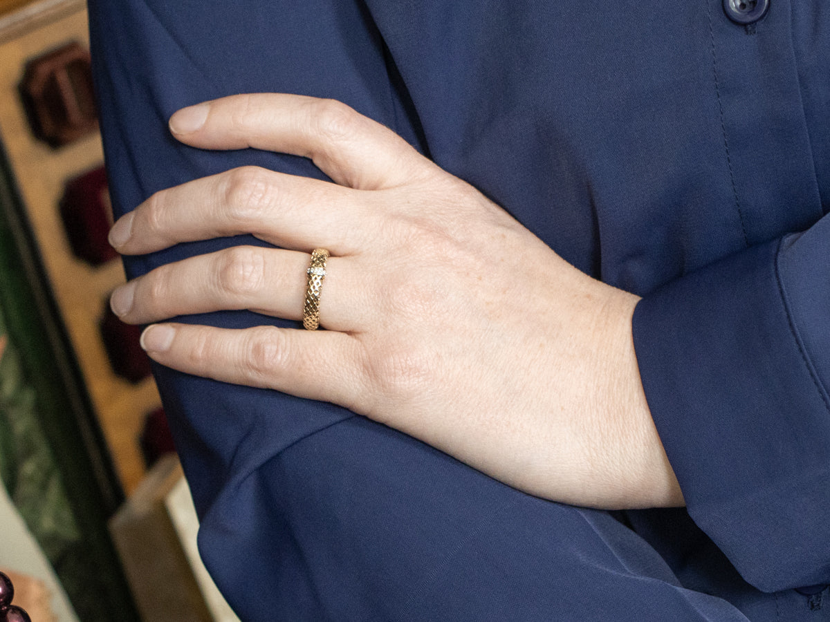 Gold and Diamond Mesh-Link Band