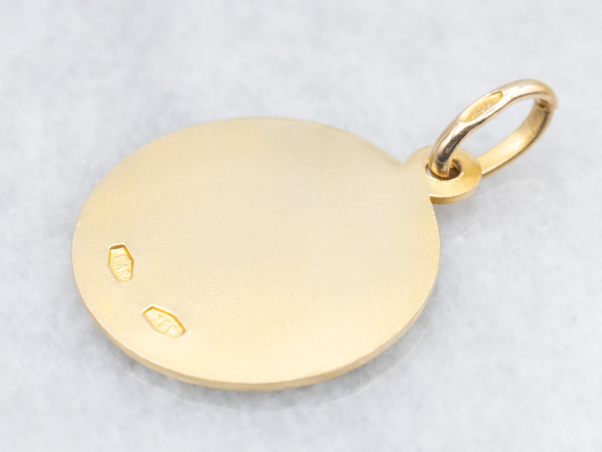Polished 18-Karat Gold Ave Maria Religious Medallion