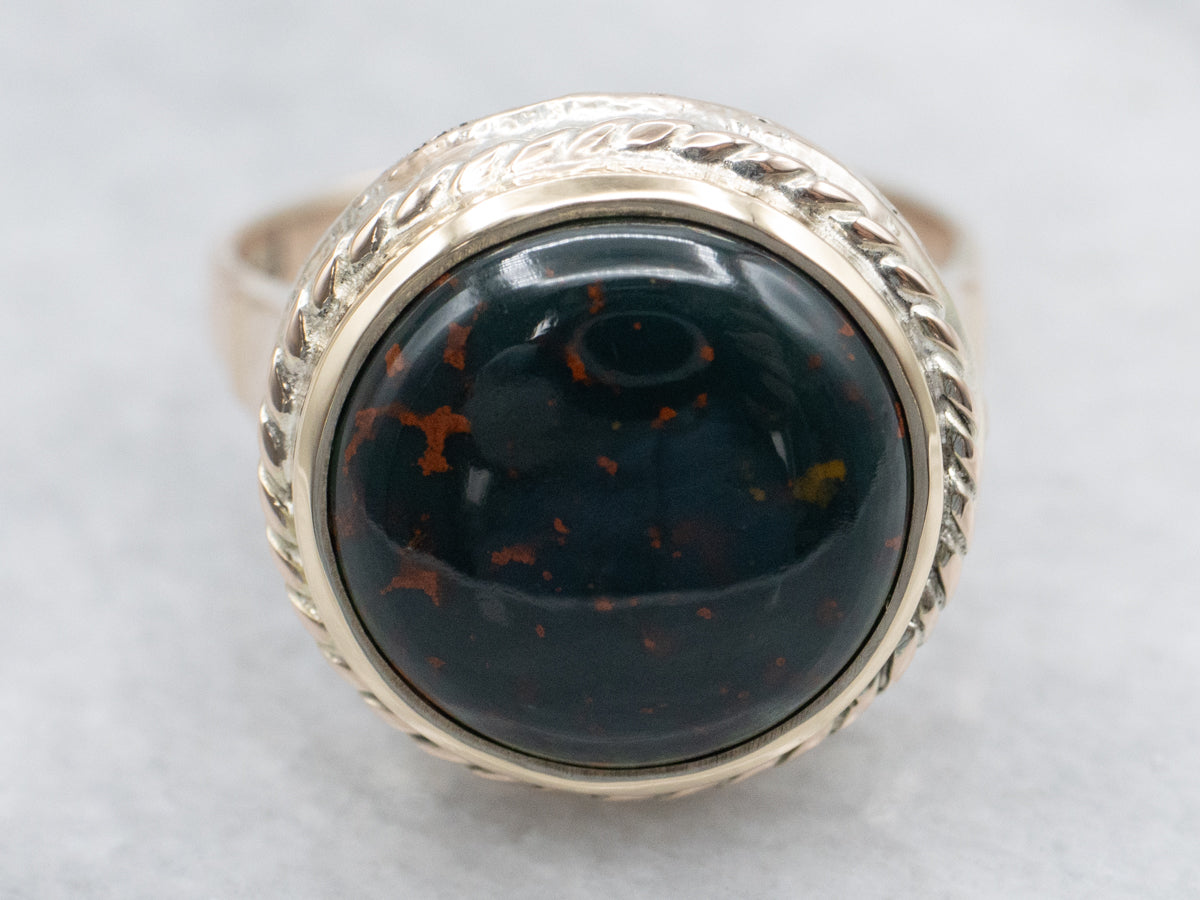 Nautical Bloodstone and Gold Ring