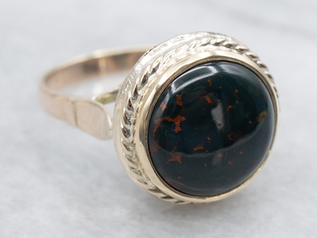 Nautical Bloodstone and Gold Ring