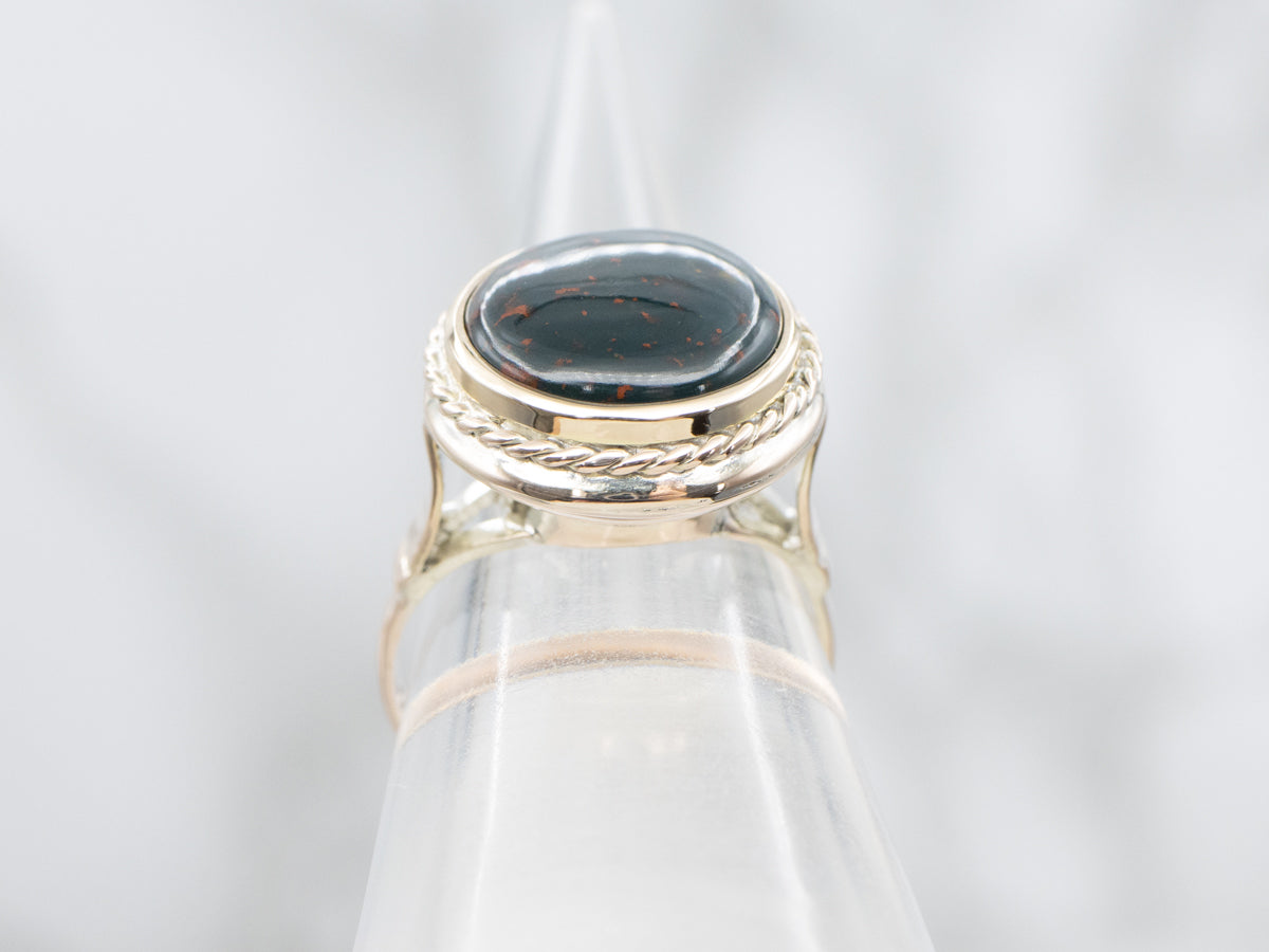 Nautical Bloodstone and Gold Ring
