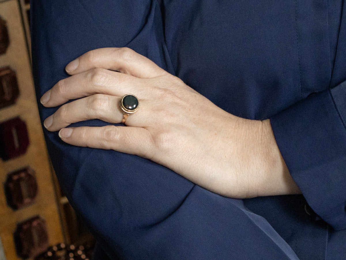 Nautical Bloodstone and Gold Ring