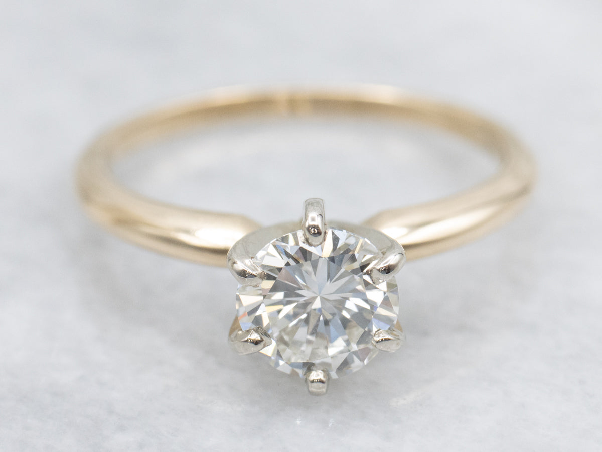 Two-Tone Solitaire Diamond Engagement Ring
