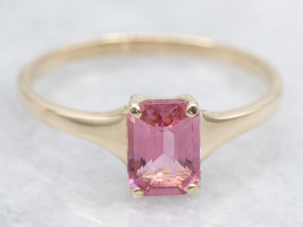 Cherry Blossom Pink Tourmaline Solitaire Ring