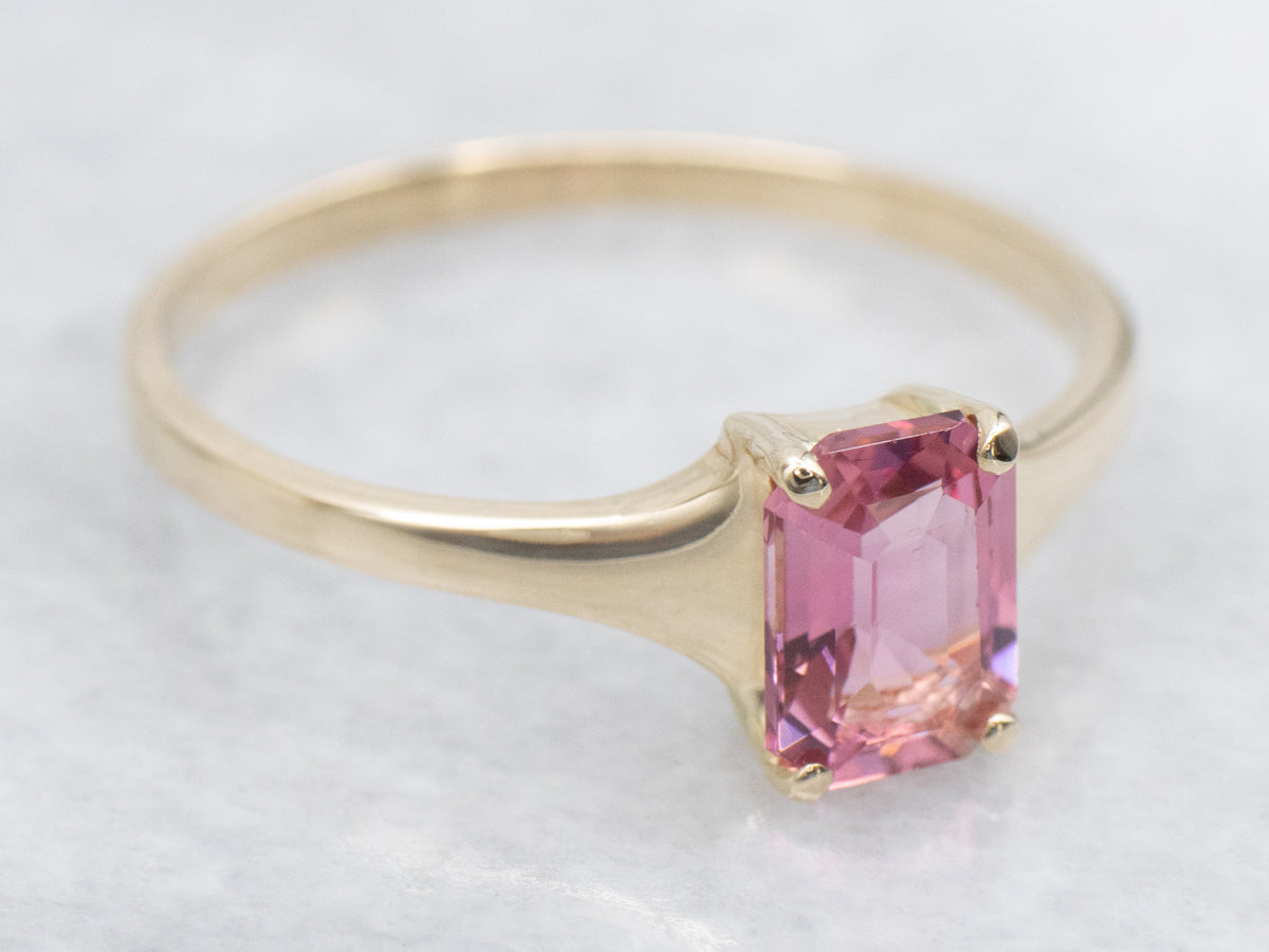 Cherry Blossom Pink Tourmaline Solitaire Ring