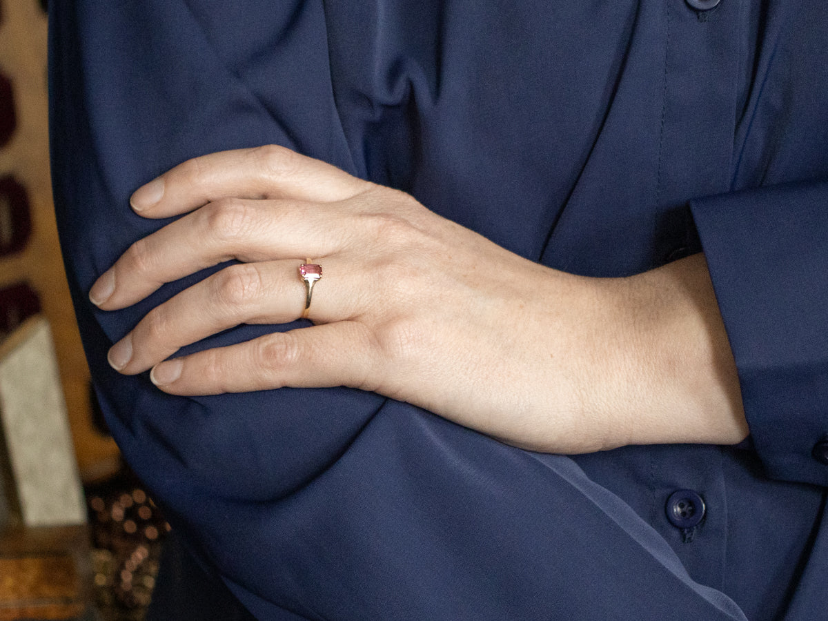 Cherry Blossom Pink Tourmaline Solitaire Ring