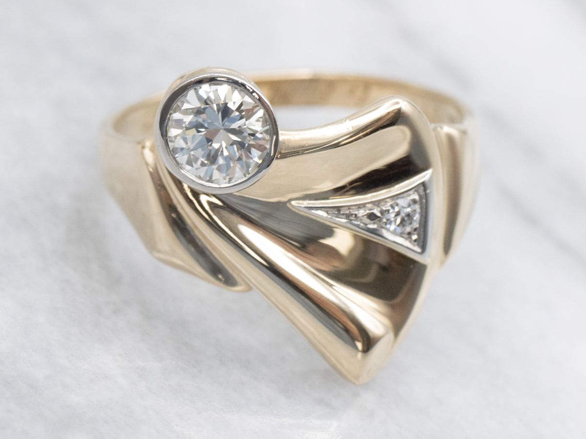 Mid-Century European Cut Diamond Ring