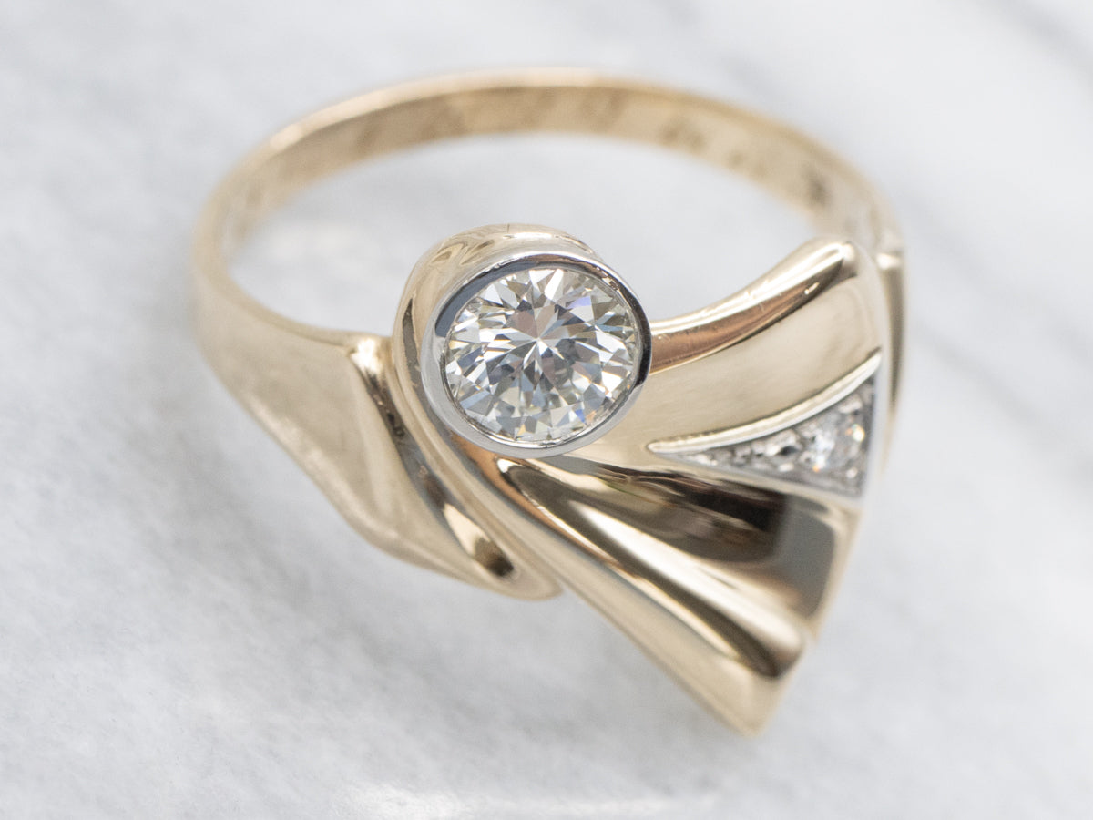 Mid-Century European Cut Diamond Ring