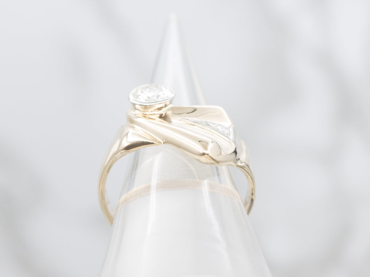 Mid-Century European Cut Diamond Ring
