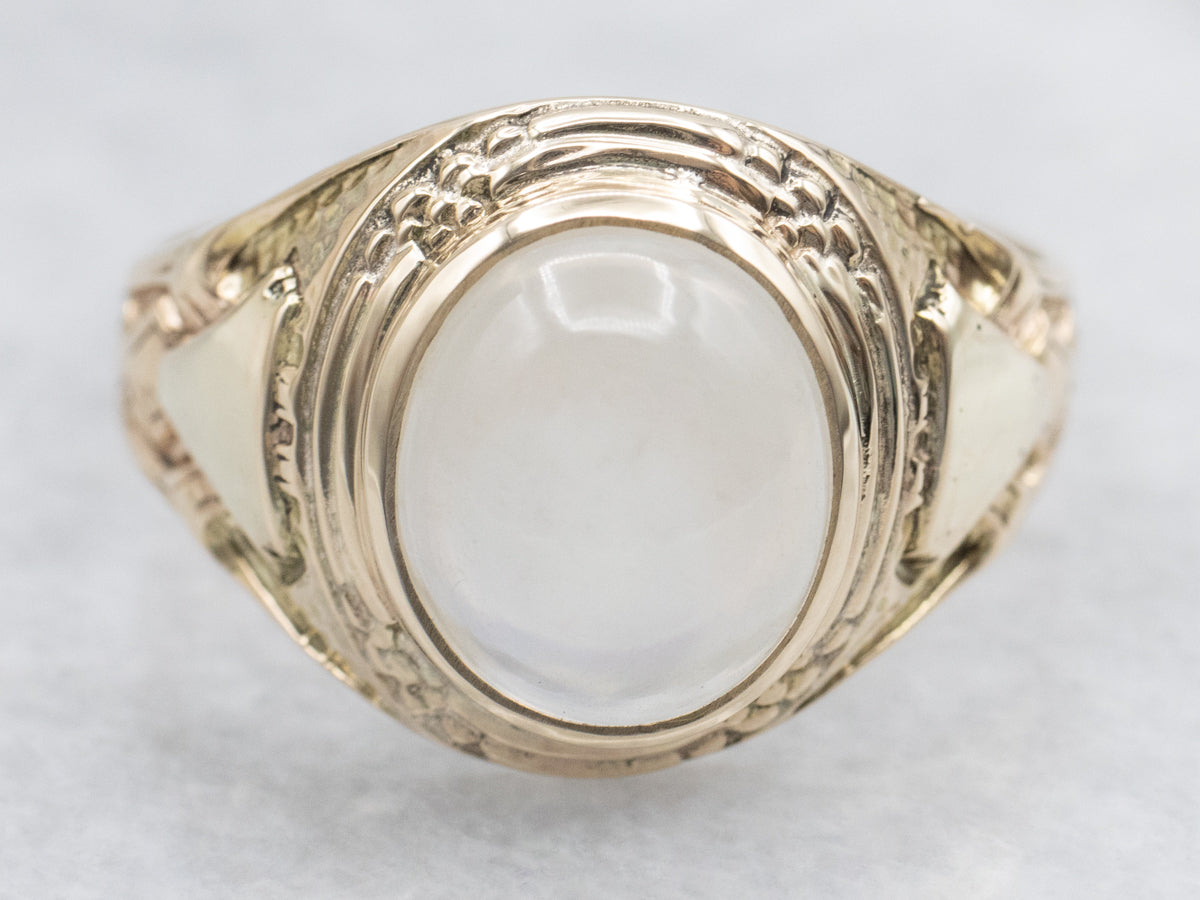 Vintage Moonstone and Gold Unisex Ring