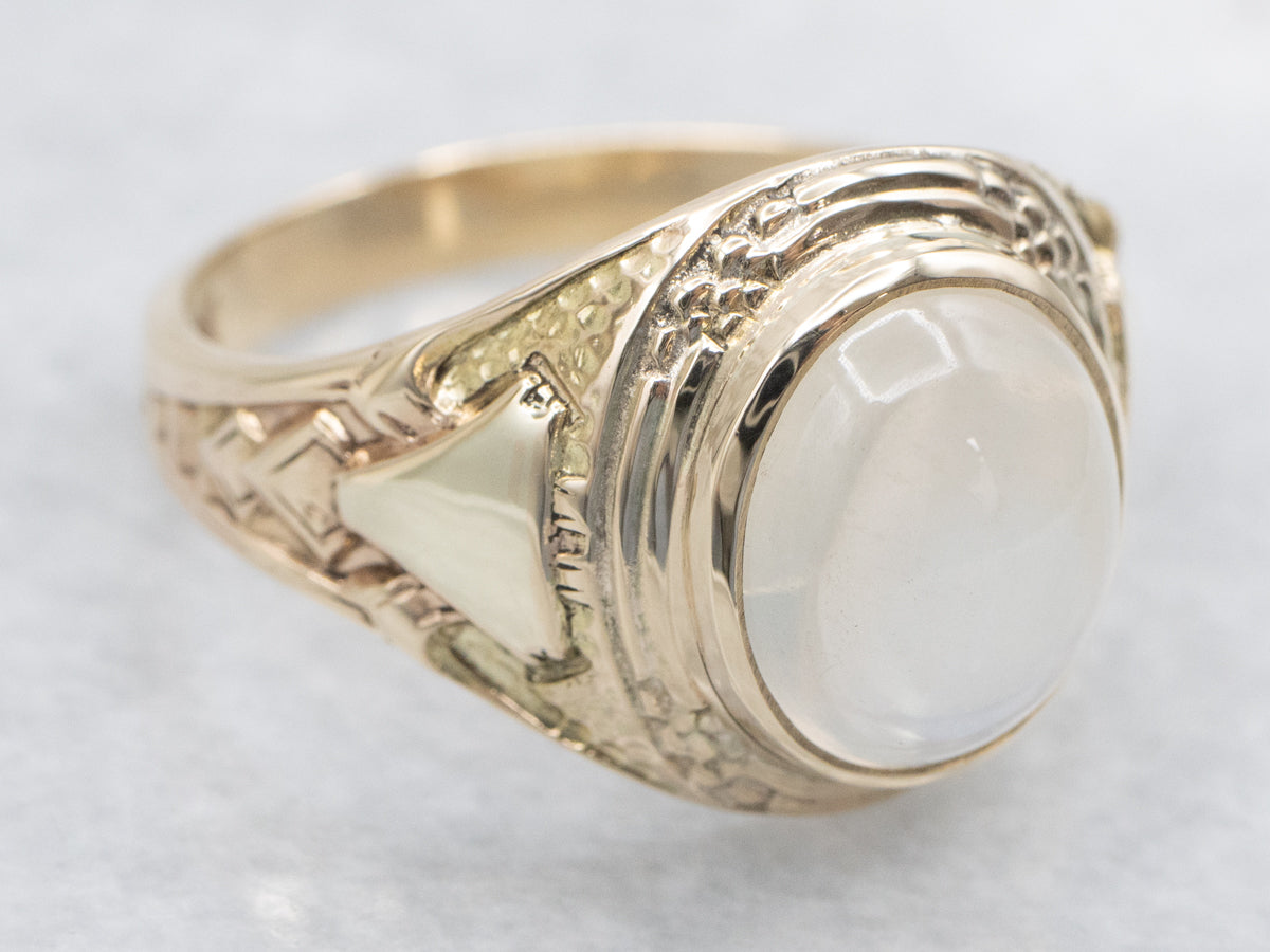 Vintage Moonstone and Gold Unisex Ring