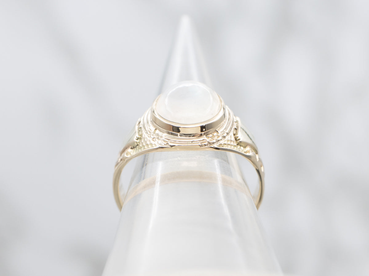 Vintage Moonstone and Gold Unisex Ring