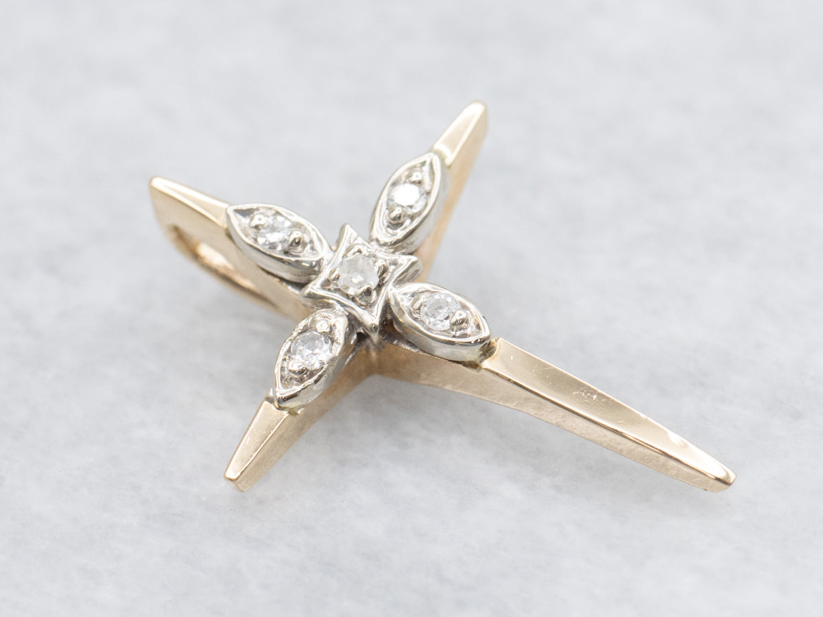 Two-Tone Gold Diamond Cross Pendant