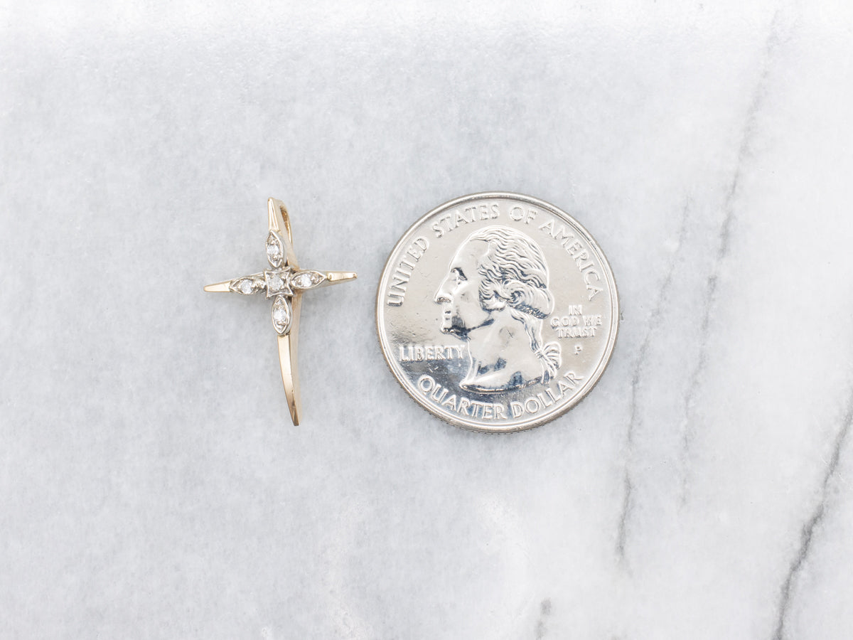 Two-Tone Gold Diamond Cross Pendant