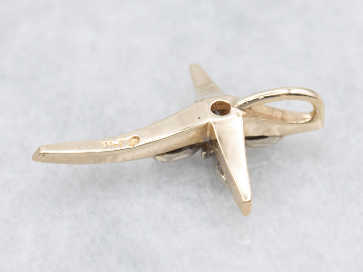 Two-Tone Gold Diamond Cross Pendant