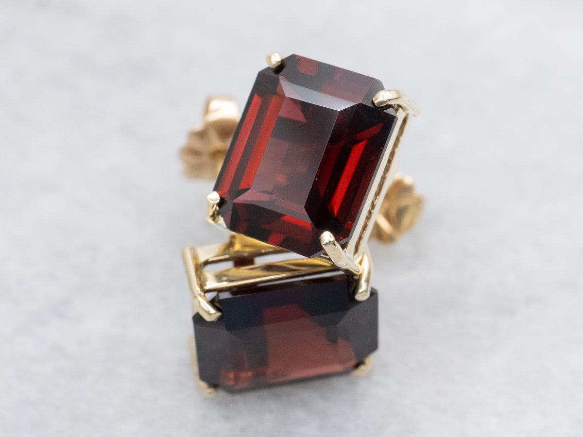 Bold Garnet and Gold Gemstone Stud Earrings