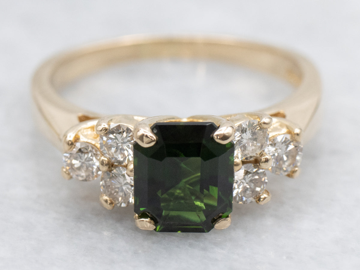 Tourmaline and Diamond Gold Ring