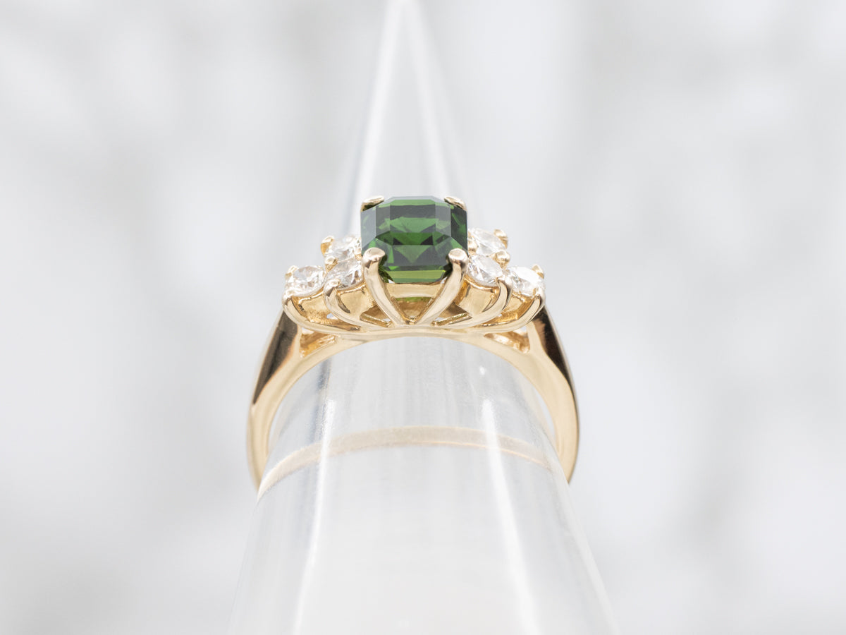 Tourmaline and Diamond Gold Ring