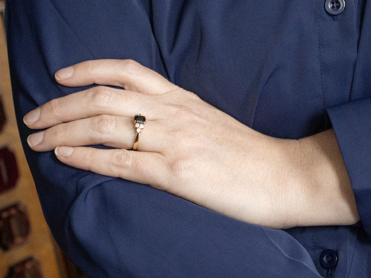 Tourmaline and Diamond Gold Ring