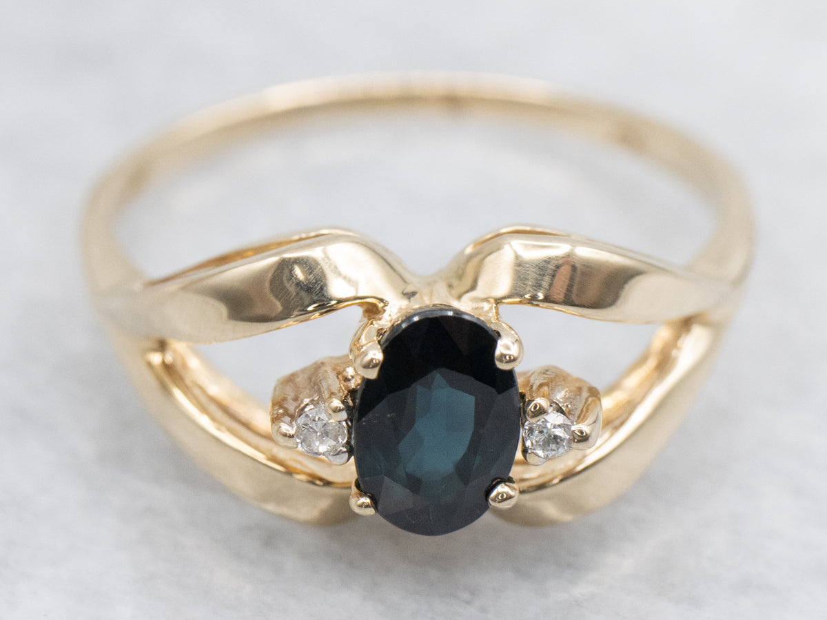 Split-Shank Sapphire and Diamond Ring