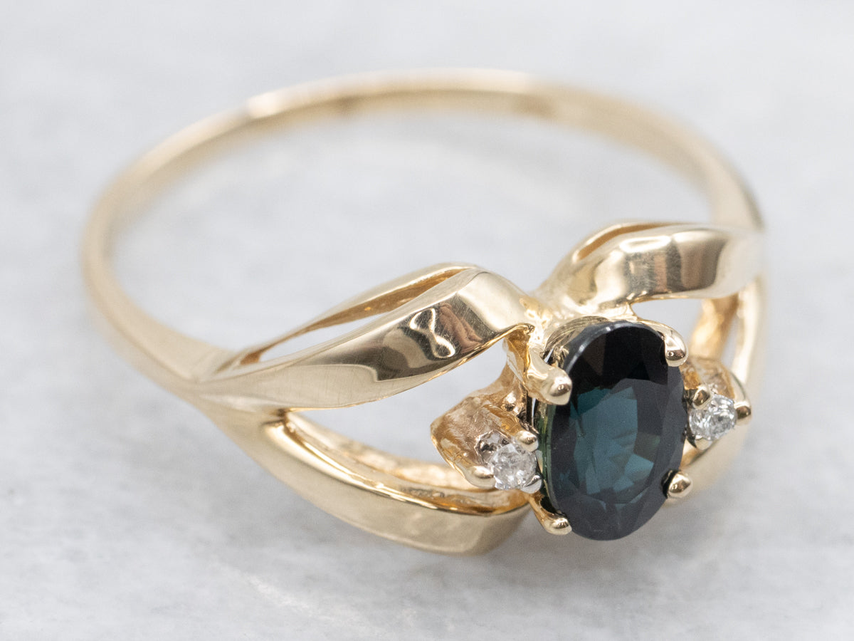 Split-Shank Sapphire and Diamond Ring