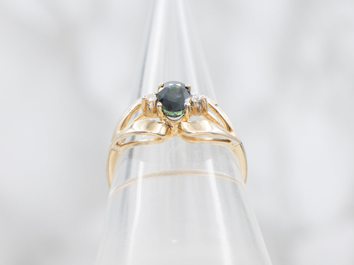 Split-Shank Sapphire and Diamond Ring