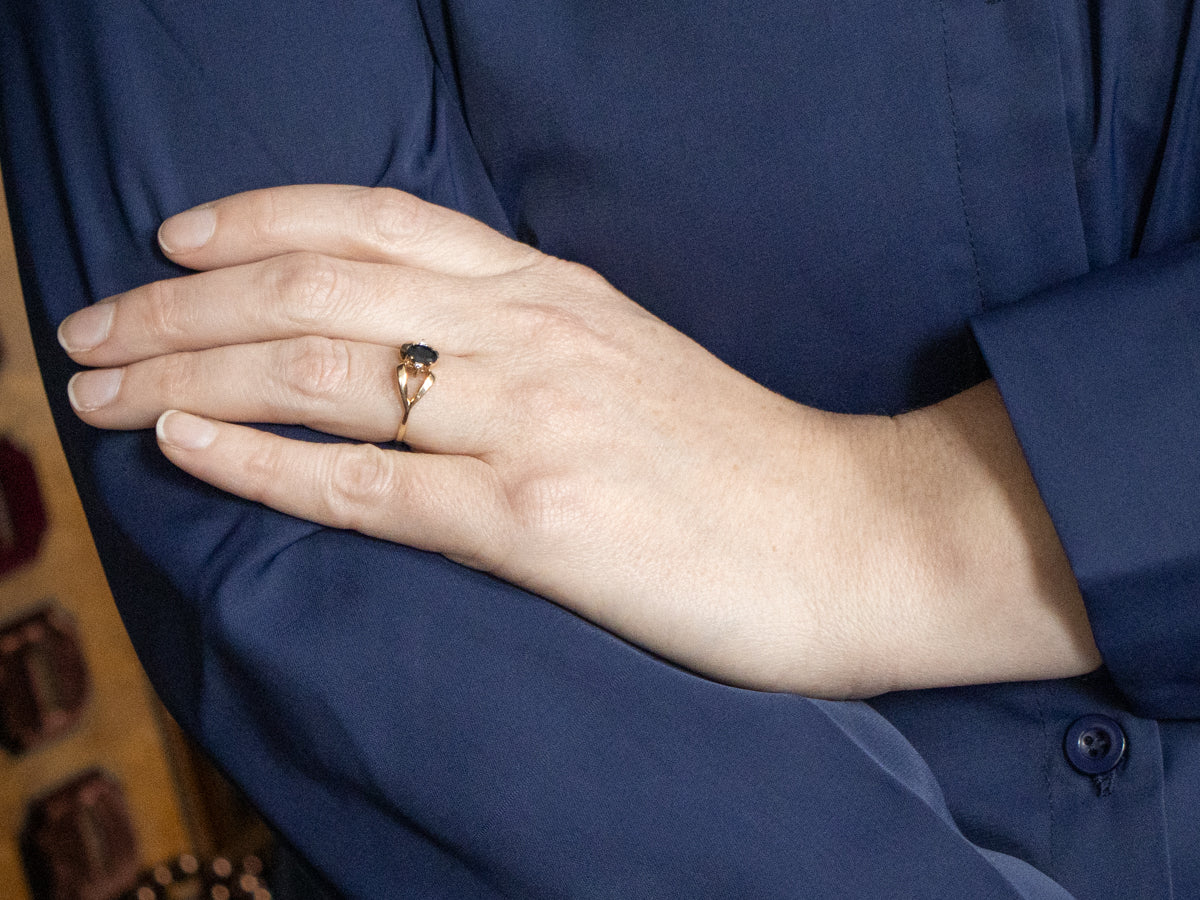 Split-Shank Sapphire and Diamond Ring